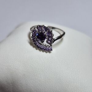 Elegant Purple Silver Women's Ring
